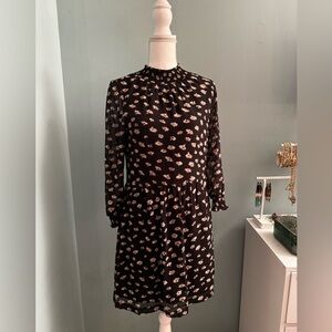 Madewell Sheer Floral Mini Black Dress XS